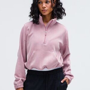 lululemon brush softstreme half zip rose blush size 4